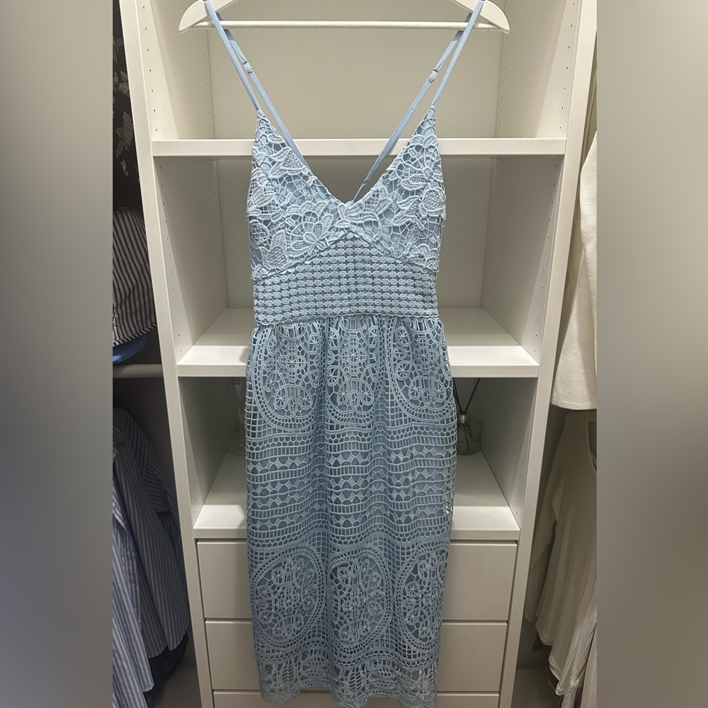ABS Collection - Lace midi cross back A-line dress - Blue - Size 6